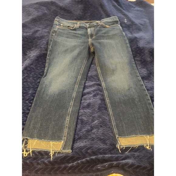 rag & bone Denim - Rag & Bone Ryan Straight Leg Jeans Blue Raw Hem Sz 29 edgy distressed never worn